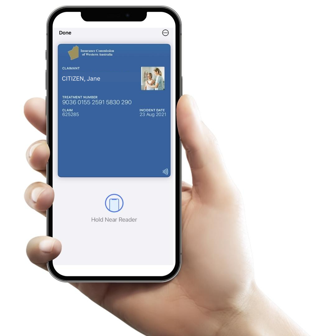 Apple phone showing digital card