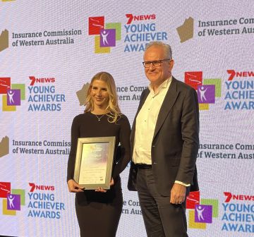 2025 young achiever awards winner with Steve McKenna