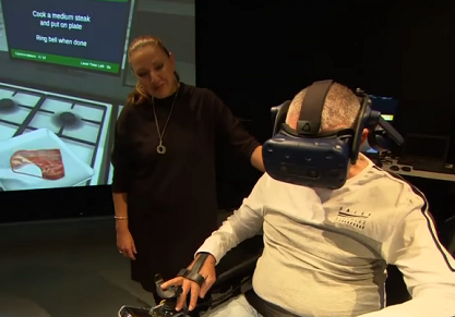 demonstration of virtual reality simulation goggles